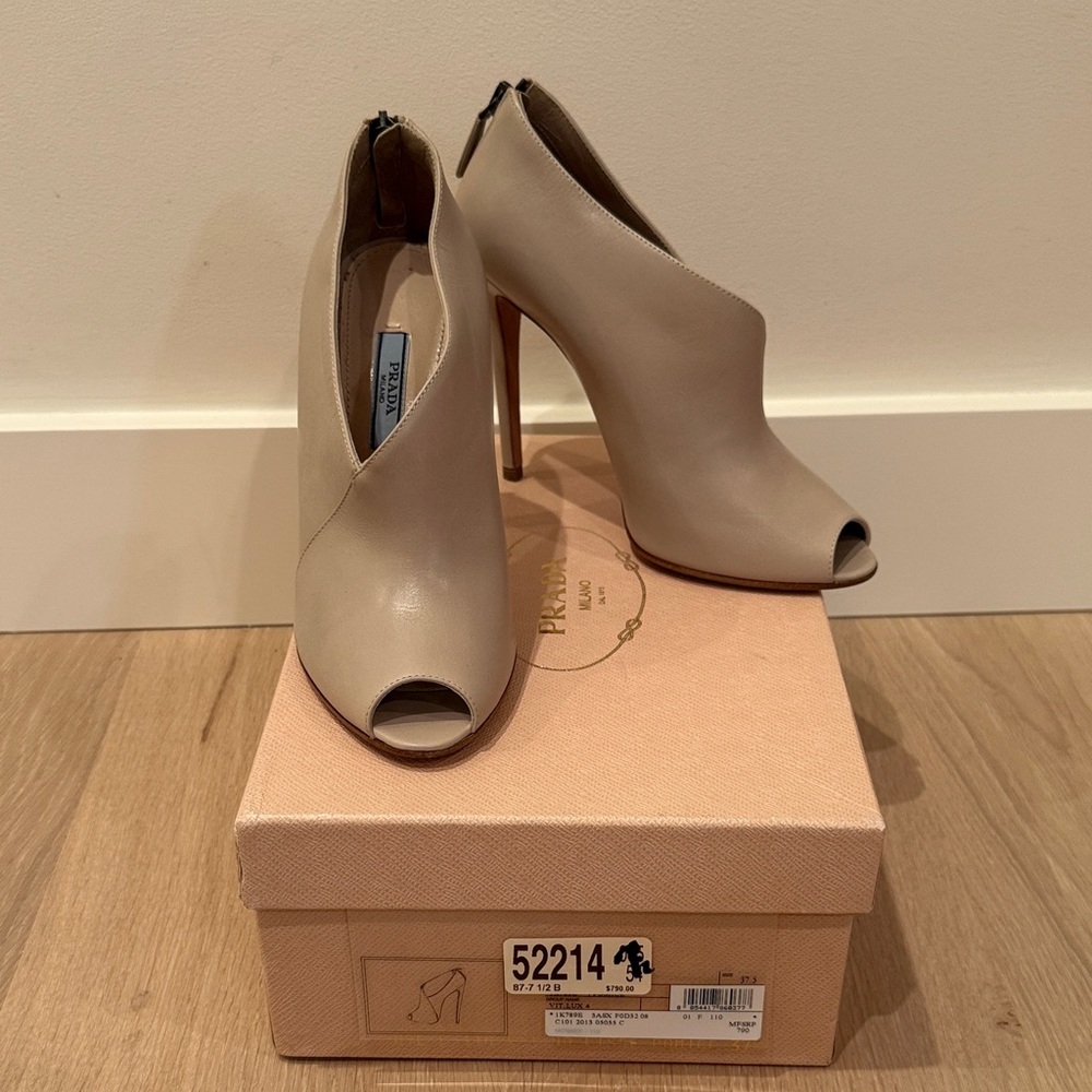 Prada Beige Peep Toe Heels